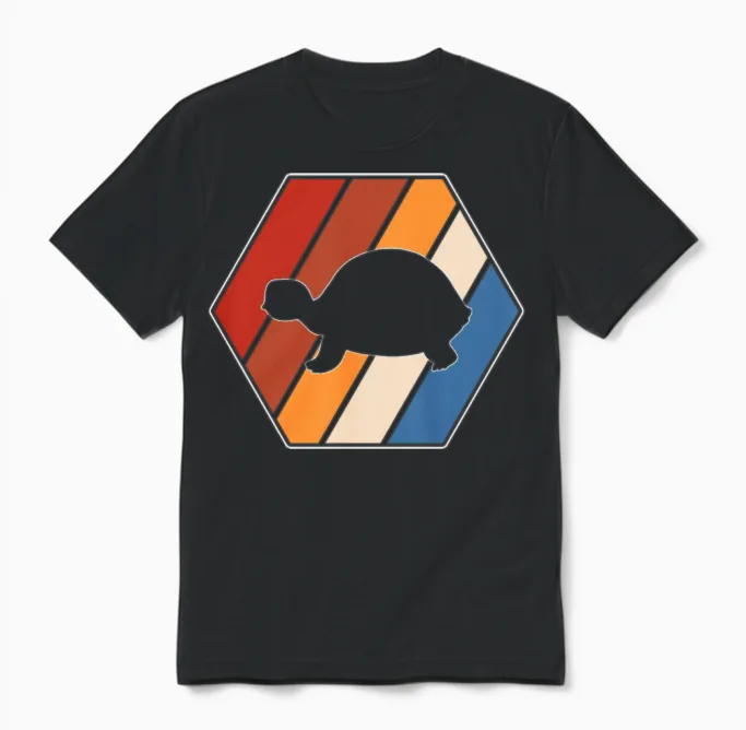 Turtle Retro Reptiles & Exotics Gift Unisex T-Shirt in Black