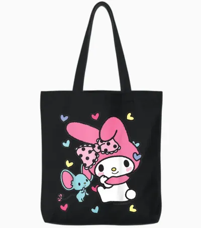 My Melody and Friend Sweet Hearts Tote Bags - Black