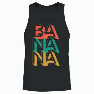 Retro Banana Unisex Tank Top - Black
