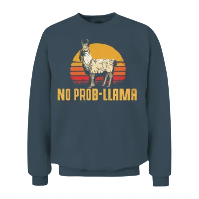 No Prob-Llama Retro Funny Llama Alpaca Unisex Sweatshirt - Dark Heather