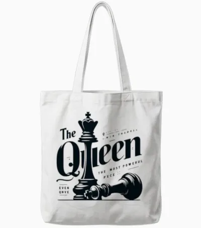 The Queen: Chess's Ultimate Power Tote Bags - White