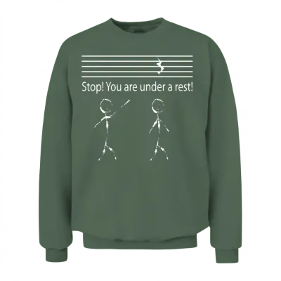 Music Note Break Funny Unisex Sweatshirt - Military Green