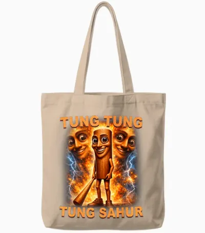 Tung Tung Tung Sahur Is Calling Funny Italian Brainrot Tote Bags - Natural