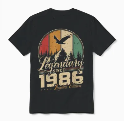 Légendaire Depuis 1986 Anniversaire 40 Ans Hommes Femmes Unisex T-Shirt - Black