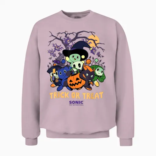 Sonic the Hedgehog - Chao Tales Halloween Trick or Treat Unisex Sweatshirt in Light Pink