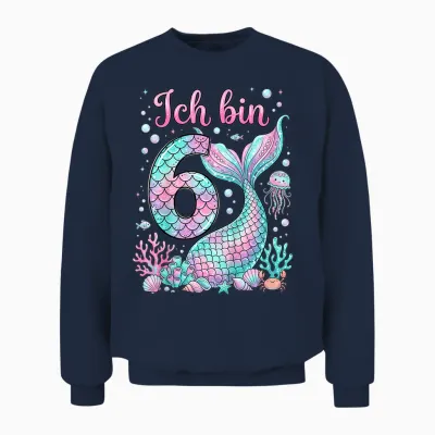 Ich Bin 6 Meerjungfrau 6 Geburtstag Unisex Sweatshirt - Navy