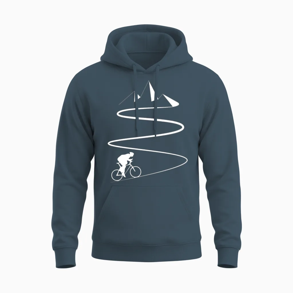 Mountain Bike Uphill Cycling Unisex Hoodie in Dark Heather