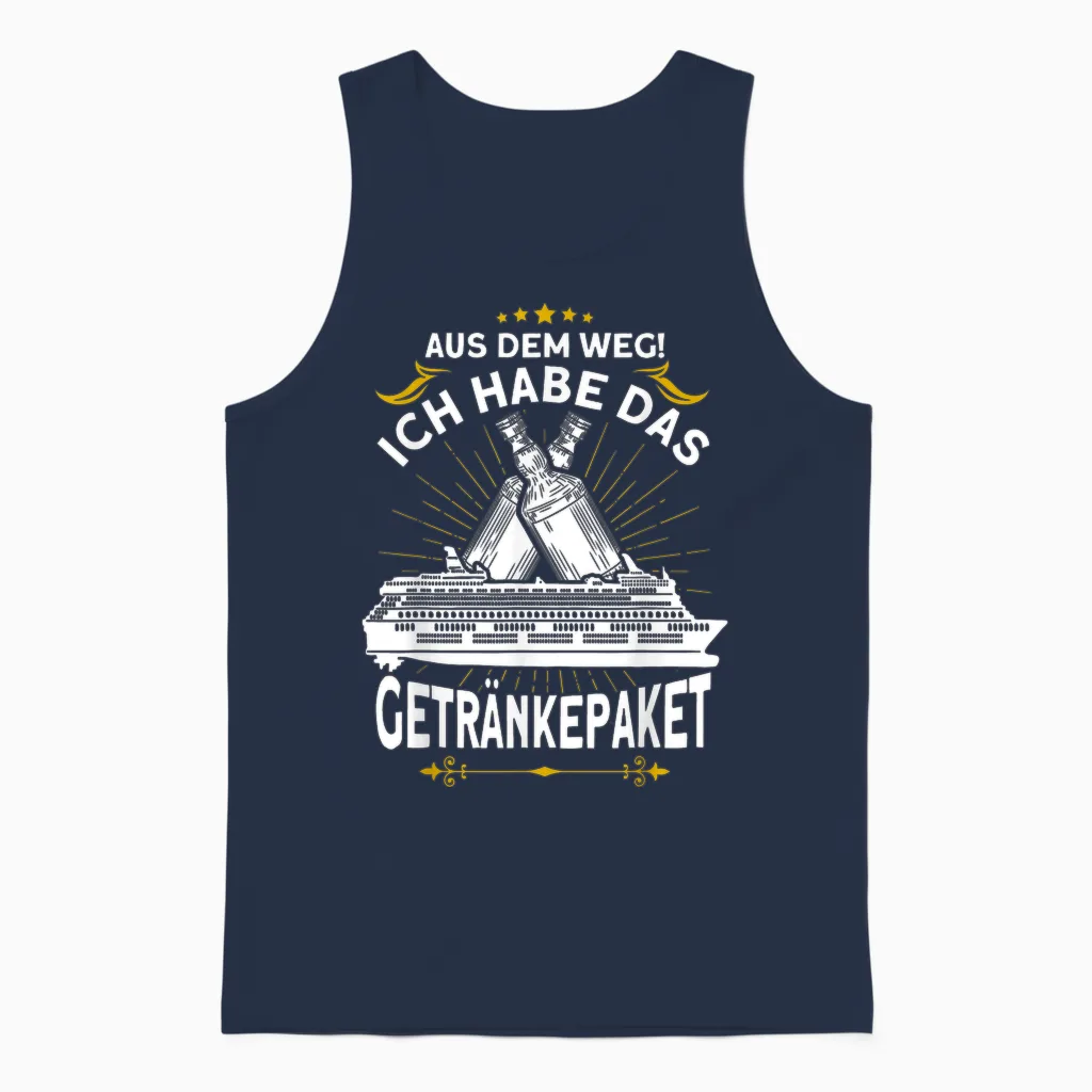 T-Shirt with German Text "aus Dem Weg Ich Habe Das Getränkepaket Kreuzfahrt" Unisex Tank Top in Navy