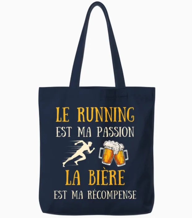 Running Beer Man Humour Running Gift Idea Vintage T-Shirt, Black, S Tote Bags in Navy