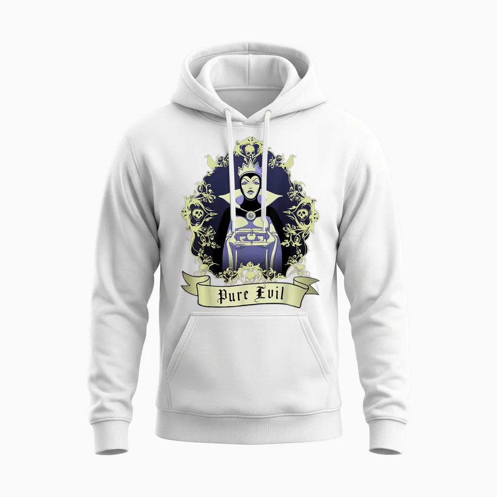 Portrait of the Evil Queen from Disney T-Shirt, Black, S Unisex Hoodie in White
