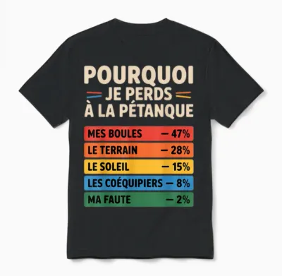 Funny Reasons to Lose Humor Gift Pétanque Unisex T-Shirt - Black