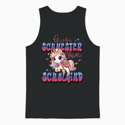 Süßes Einhorn Große Schwester Von Schulkind Einschulung Unisex Tank Top - Black