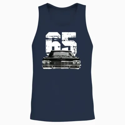 1965 Chevy Impala Ss Front Grill View with Year Unisex Tank Top - Navy