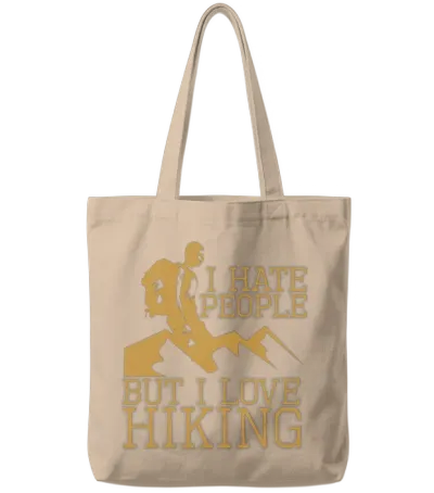 I Hate People but I Love Hiking Tote Bags - Natural