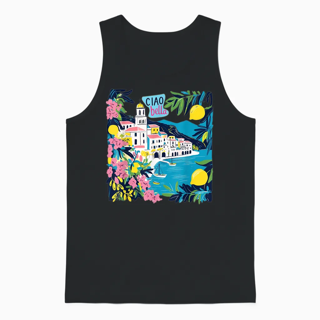 Ciao Bella Italy Amalfi Coast Unisex Tank Top in Black