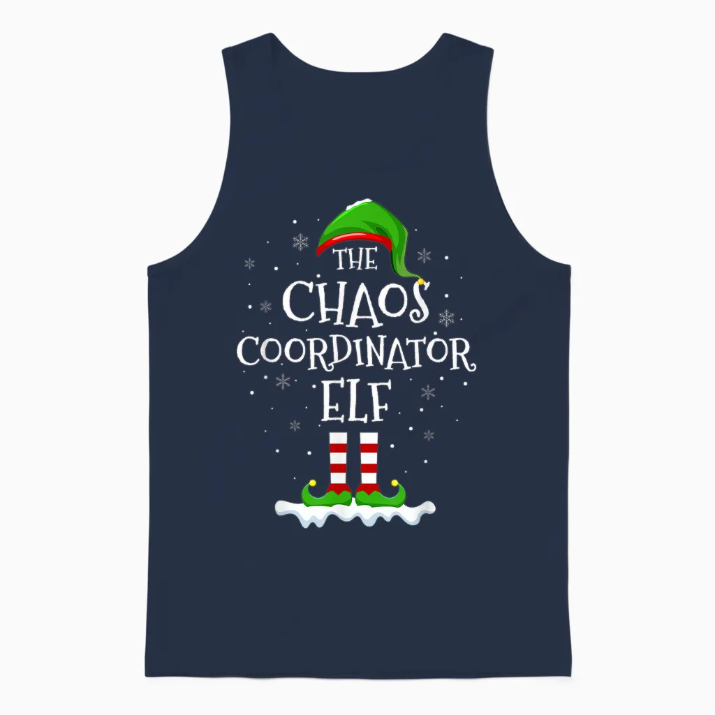 Chaos Coordinator Elf Squad Family Matching Christmas Elf Unisex Tank Top in Navy