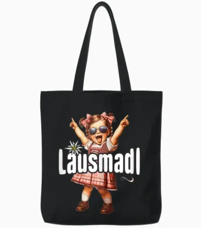 Lausmadl T-Shirt Damen Trachtenshirt Kinder Mädchen Trachten Tote Bags - Black