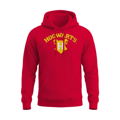 Harry Potter Hogwarts Logo Embroidery Design Unisex Hoodie - Red