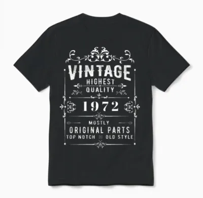 Vintage 1972 Vintage Unisex T-Shirt - Black