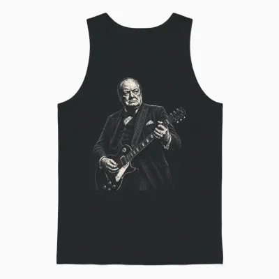 Winston Churchill Jouant De La Guitare électrique à Bascule Humour Unisex Tank Top - Black