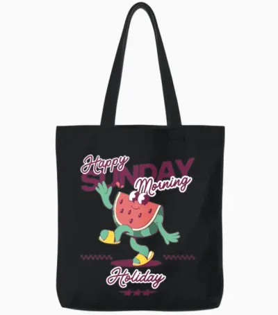 Watermelon Sunday Holiday Tote Bags - Black