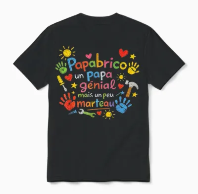 Cadeau Papa Bricoleur Papabrico Fête Des Pères Original Noël Unisex T-Shirt - Black