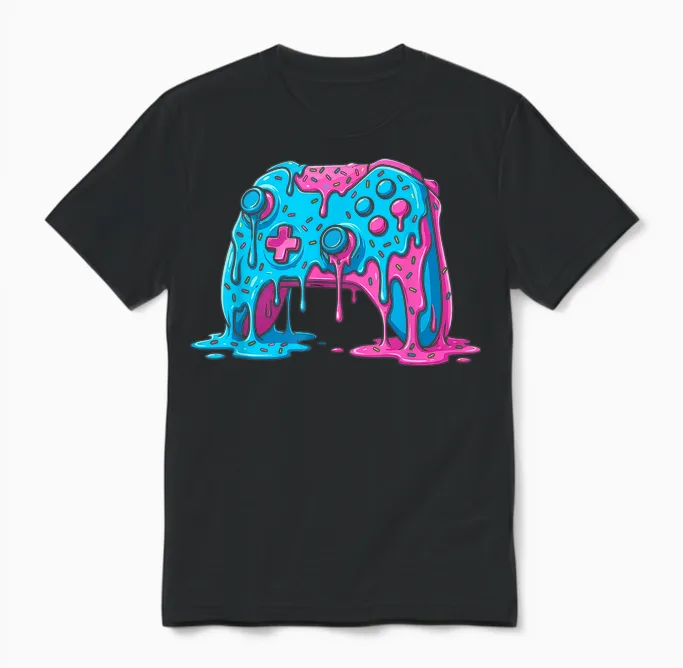 Drip Gamer Controller Boys Video Game Retro Gaming Unisex T-Shirt in Black