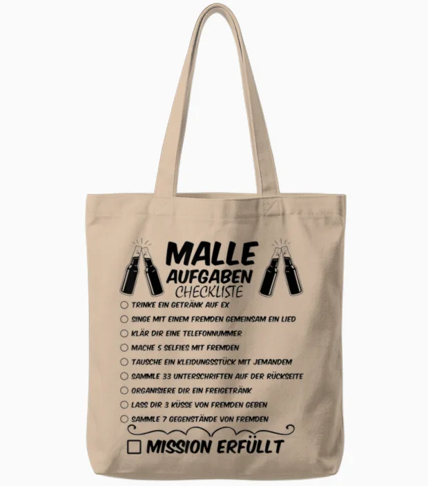 Mallorca Holiday Malle Group T-Shirt, White Tote Bags in Natural