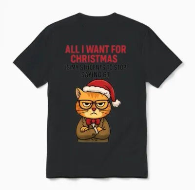 Grumpy Cat Teacher Christmas “stop Saying 67” Gift Unisex T-Shirt - Black