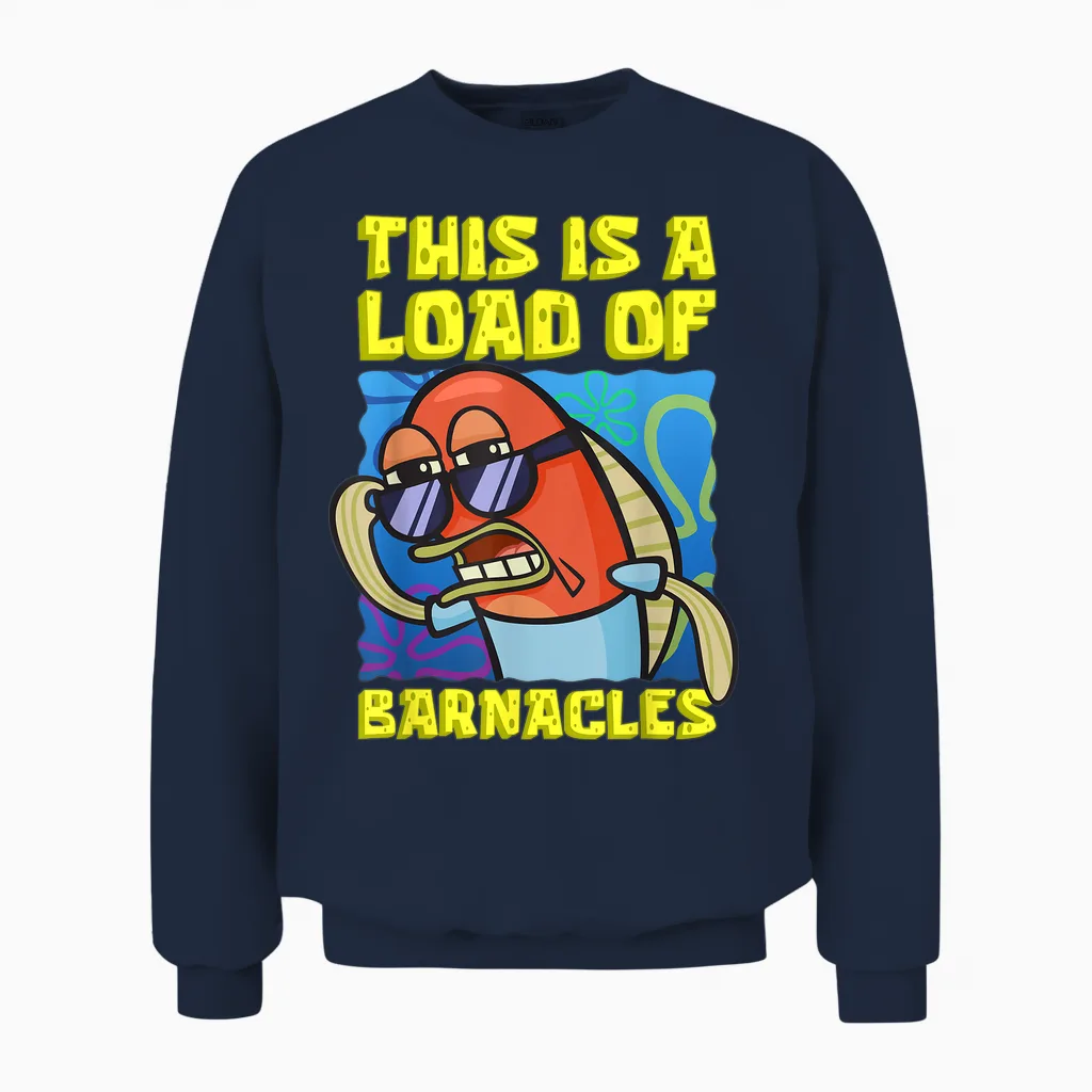 Mademark X Spongebob Squarepants - This Is a Load of Barnacles Funny Spongebob Fish Joke Unisex Sweatshirt in Navy