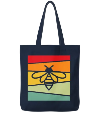 Bee Retro Tote Bags - Navy