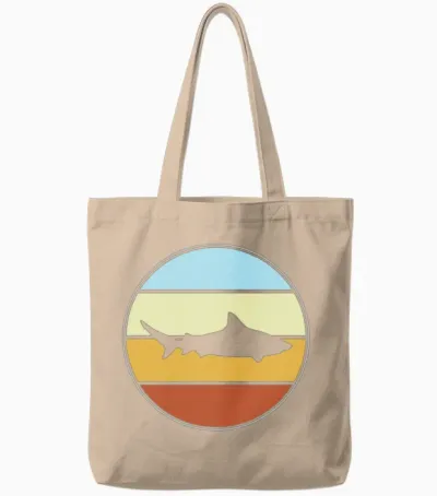 Shark Retro Tote Bags - Natural