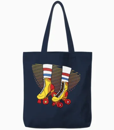 Retro Roller Skates Tote Bags - Navy