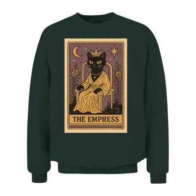 The Empress Cat Tarot – Mystical Black Cat Vintage Unisex Sweatshirt - Forest