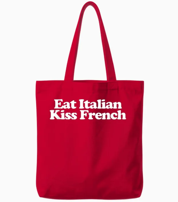 Eat Italian Kiss French Y2k Aesthetic Trendy Tote Bags in Red