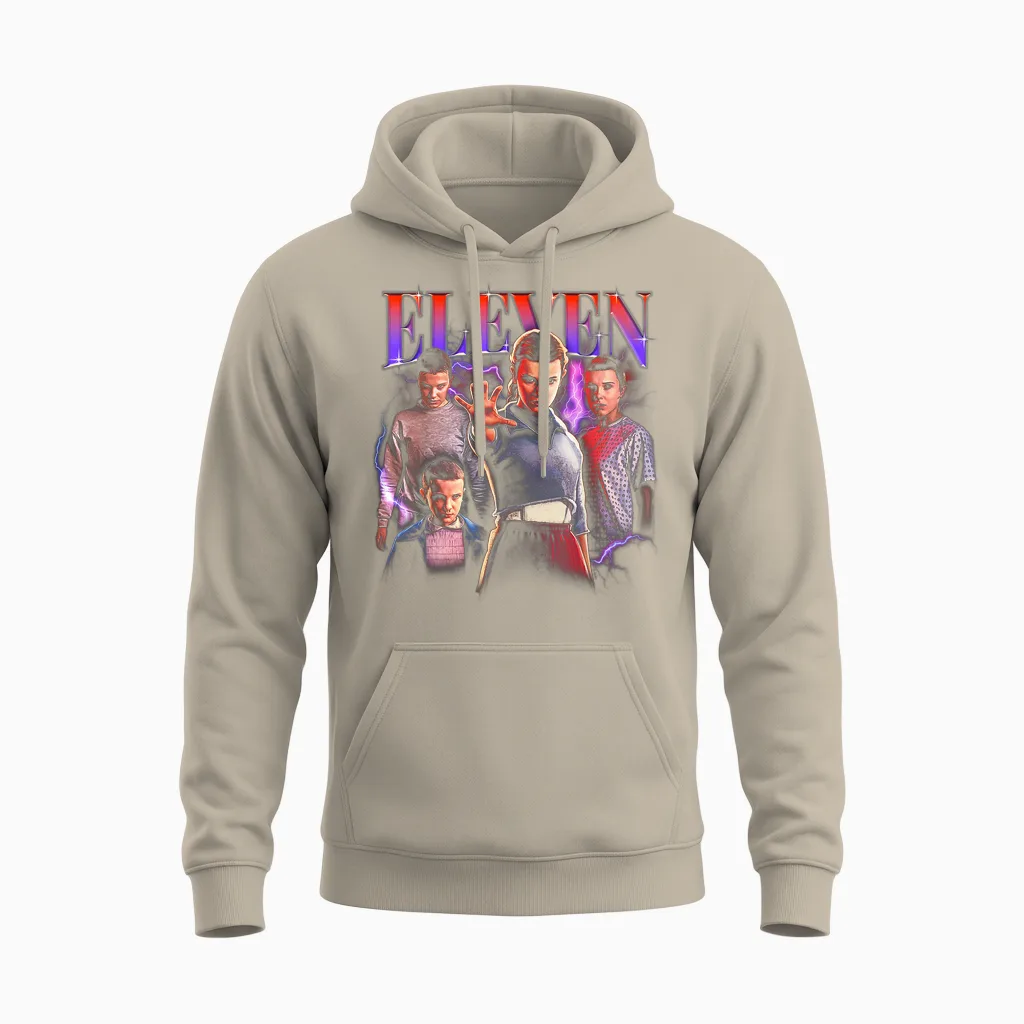 Stranger Things Eleven Heartthrob Officially Licensed Unisex Hoodie in Sand