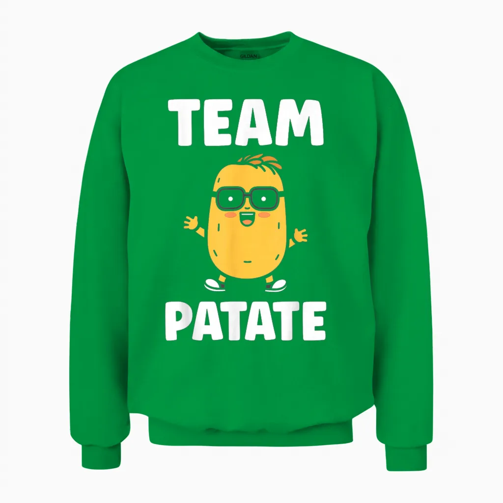 Funny Little Potato Quote Team Potato T-Shirt, Black, S Unisex Sweatshirt in Irish Green