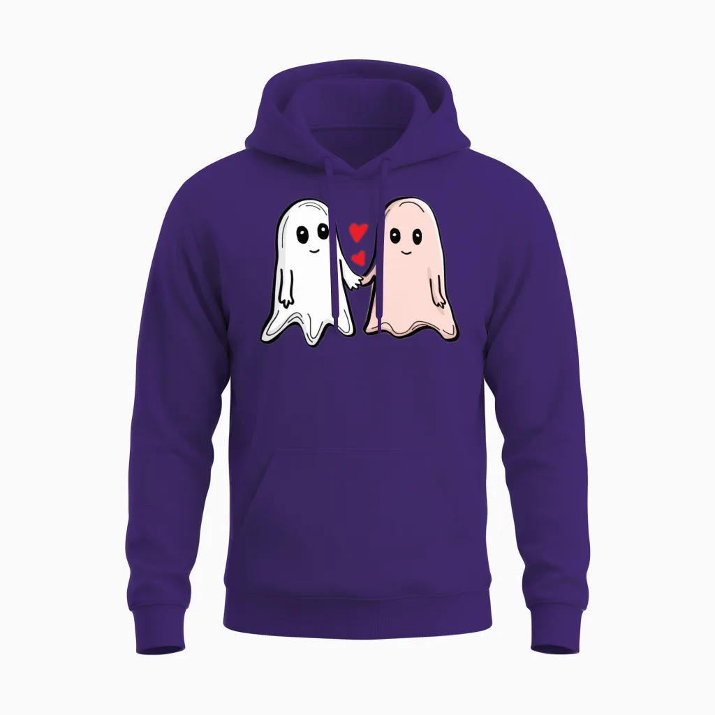 Ghosts in Love Duo Halloween Gift Unisex Hoodie in Purple