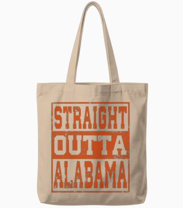 Alabama Straight Outta Alabama Vintage Tote Bags in Natural