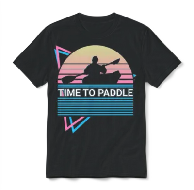 Kayak Kayaking Retro Unisex T-Shirt - Black