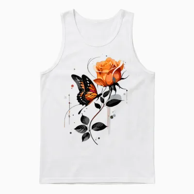 Blumen Und Schmetterlinge Damen Outfit T-Shirt, Gray Unisex Tank Top - White