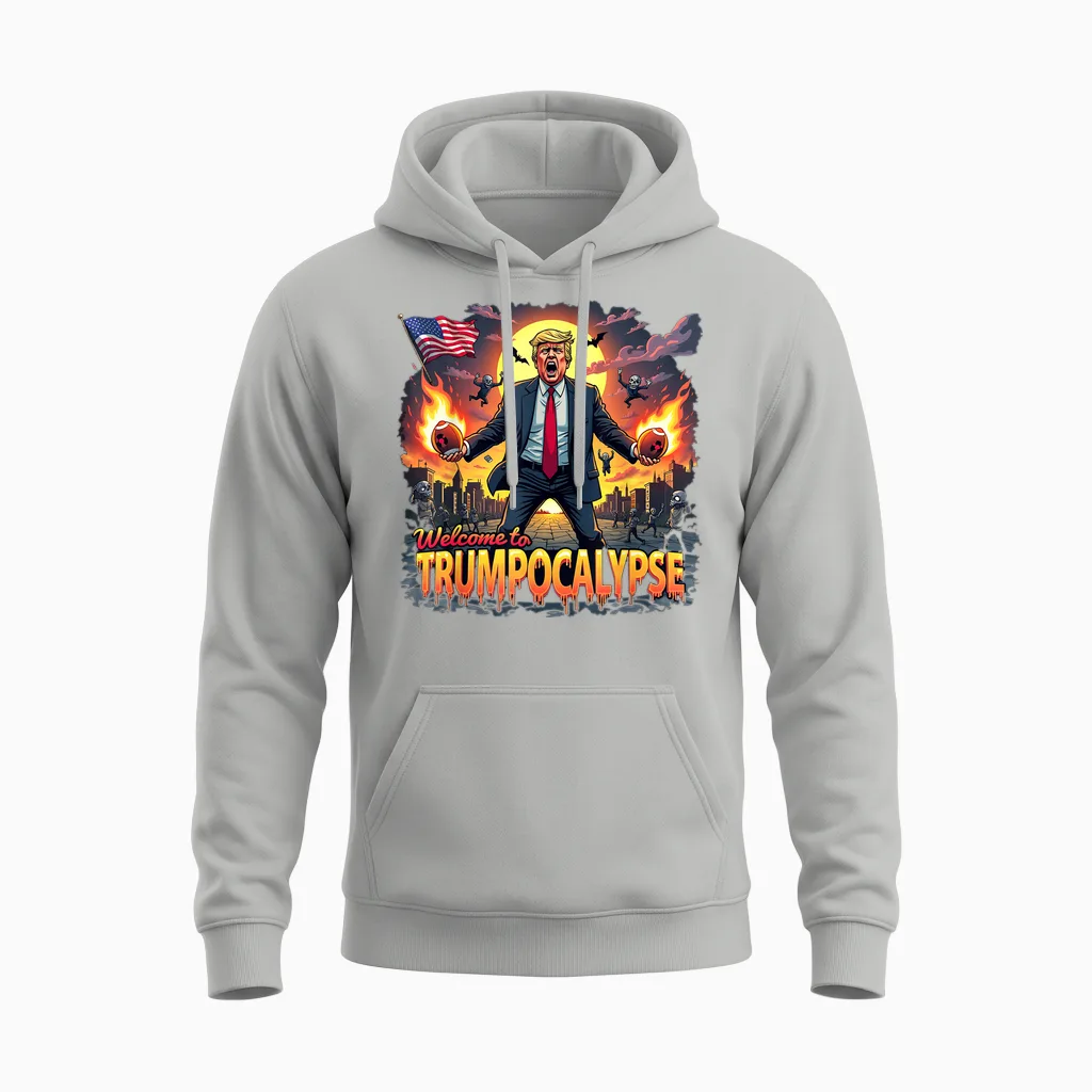 Willkommen Bei Trump-Ocalypse Lustig Donald Trump Halloween Unisex Hoodie in Ash