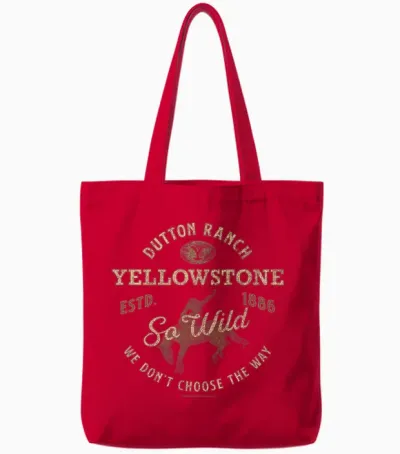 Yellowstone Dutton Ranch So Wild Logo T-Shirt, Black Tote Bags - Red