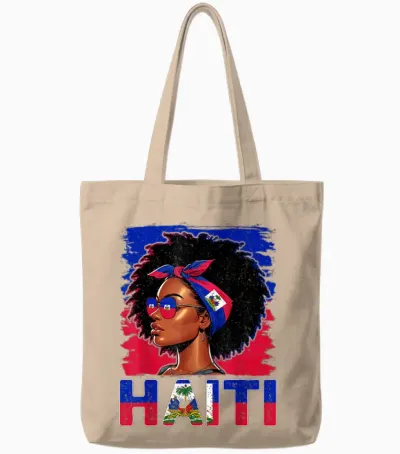 Haitian Flag Haitian Girl Proud Haitian Afro Haitian Women Tote Bags - Natural