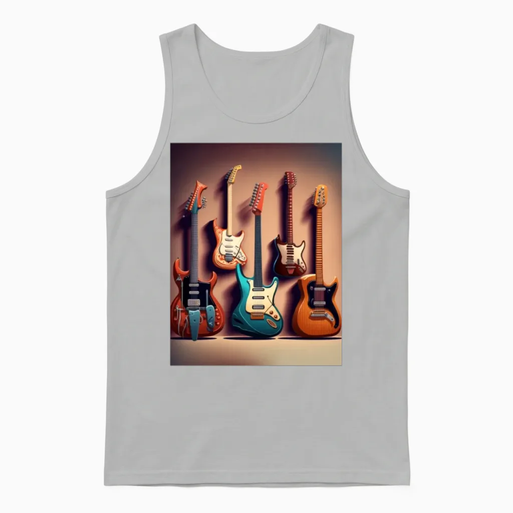 Electric Guitar Collection Cool Electric Guitars Unisex Tank Top in Ash
