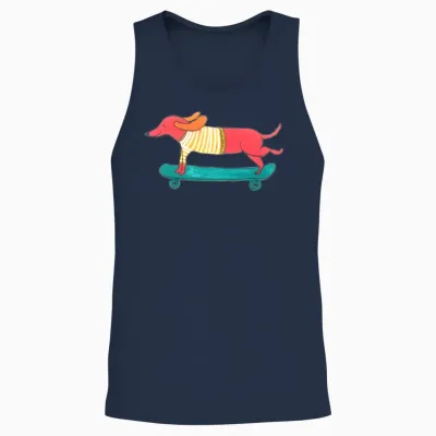 Skateboarding Dog Unisex Tank Top - Navy