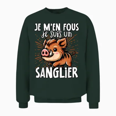 Je M'en Fous Je Suis Un Boar - Sweet Wild Boar T-Shirt, Black, S Unisex Sweatshirt - Forest