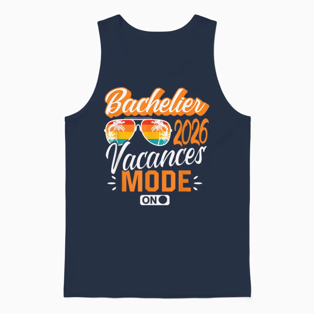 Baccalauréat 2026 Cadeau Réussite Bac Vacances Sunset Soleil Unisex Tank Top in Navy