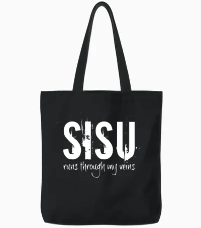 Sisu Runs Through My Veins Finland Finnish Novelty Tote Bags - Black