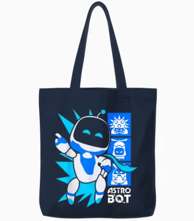 Astro Bot Rescue Mission Victory Pose Video Game Tote Bags - Navy